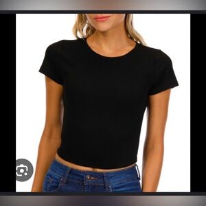 Bozzolo Classic Black, ribbed, Crop Top, size medium